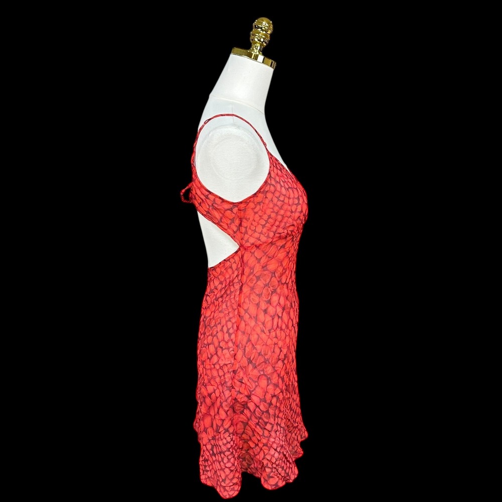 Vtg Y2K Victoria Secrets Silk Red Snake Print Slip Dress Tieback Spaghetti Strap - Picture 3 of 7